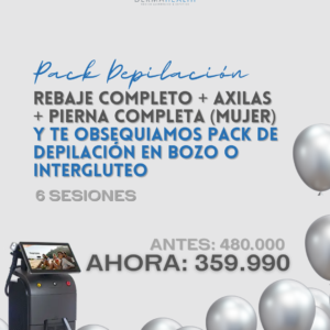 DEPILACIÓN LÁSER SOPRANO TITANIUM - REBAJE COMPLETO + AXILAS + PIERNA COMPLETA (MUJER) - 6 SESIONES