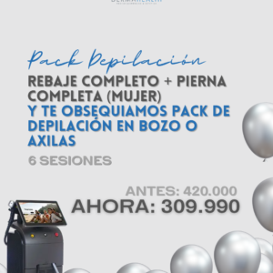 DEPILACIÓN LÁSER SOPRANO TITANIUM - REBAJE COMPLETO + PIERNA COMPLETA (MUJER) - 6 SESIONES