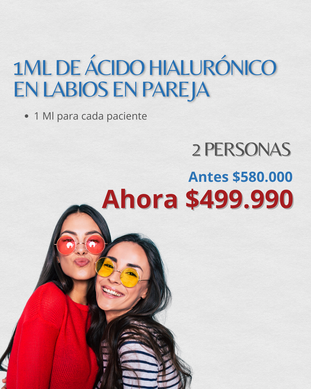 1ML DE ÁCIDO HIALURÓNICO EN LABIOS EN PAREJA