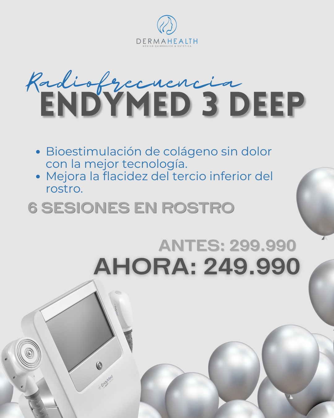 Radiofrecuencia ENDYMED 3 DEEP - 6 SESIONES EN ROSTRO