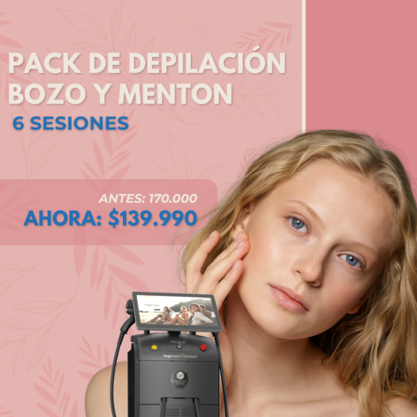 DEPILACIÓN LÁSER SOPRANO TITANIUM - BOZO Y MENTON - 6 SESIONES