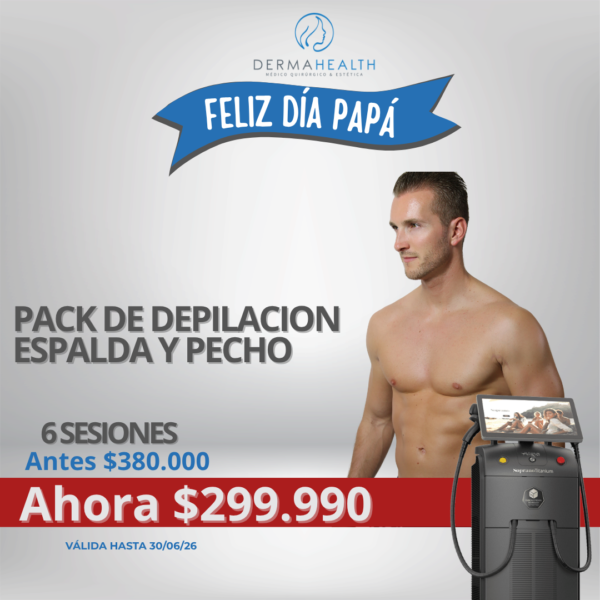 DEPILACIÓN LÁSER SOPRANO TITANIUM - ESPALDA Y PECHO - 6 SESIONES