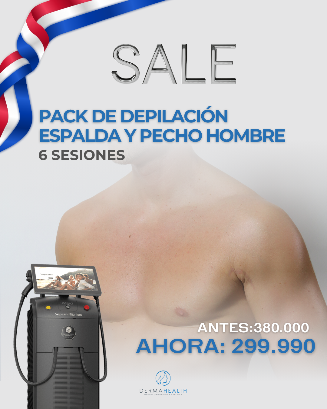 DEPILACIÓN LÁSER SOPRANO TITANIUM - ESPALDA Y PECHO - Hombre - 6 SESIONES